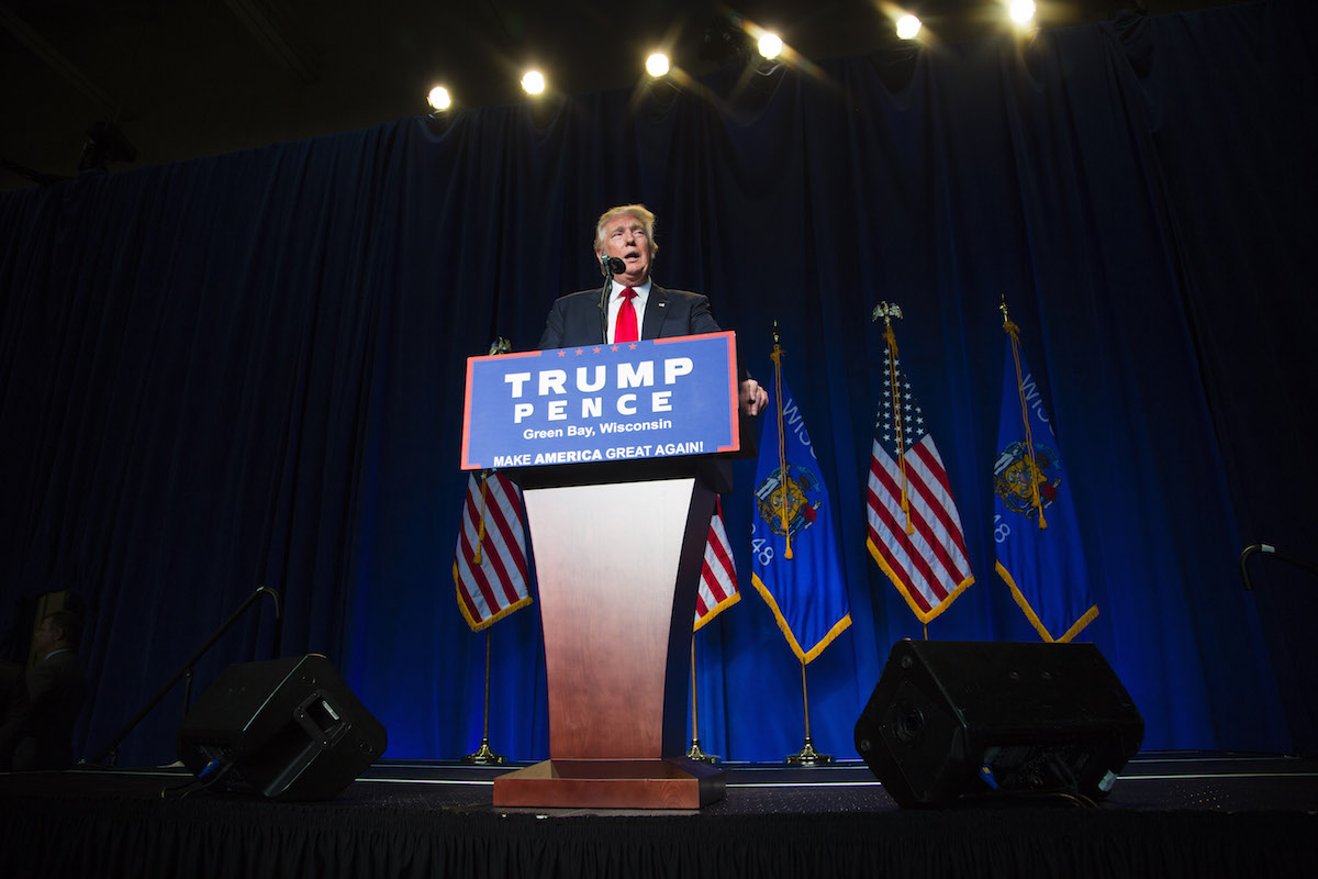 Donald Trump speaks at a rally on August 5, 2016 in Green Bay, Wisconsin. Darren Hauck/Getty Images