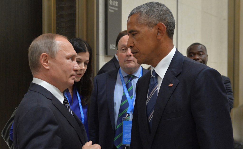 Russian President Vladimir Putin (L) meets with U.S. President Barack Obama on the sidelines of the G20 Summit in Hangzhou, China, September 5, 2016. Sputnik/Kremlin/Alexei Druzhinin/via REUTERS