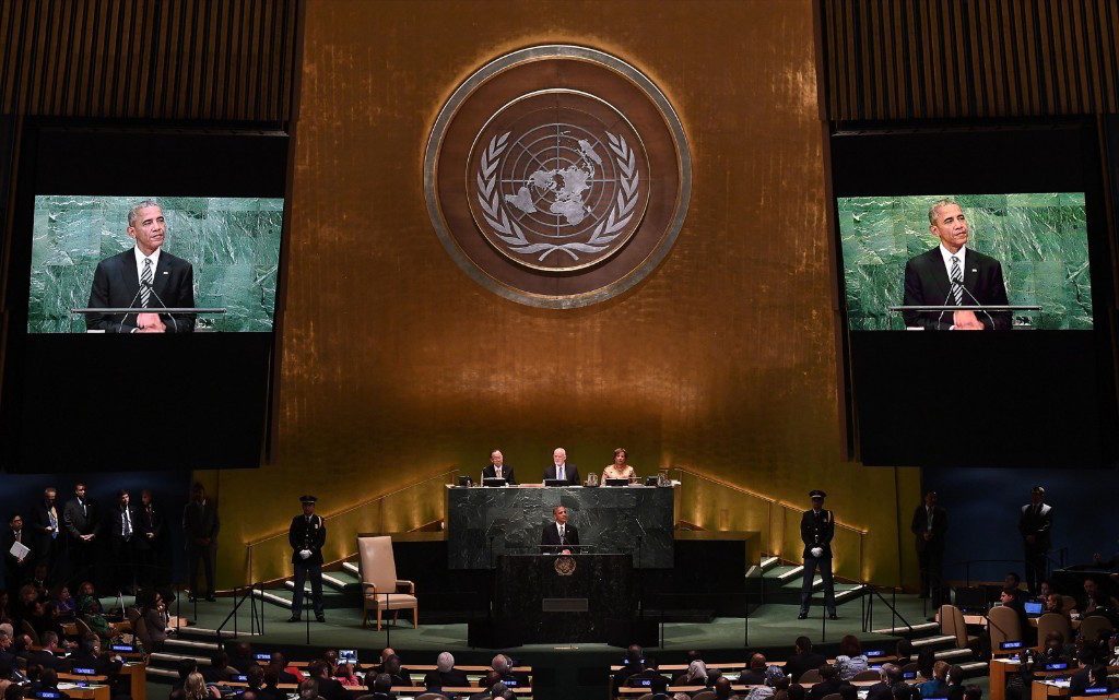President Obama addresses the 71st session of United Nations General Assembly in New York. JEWEL SAMAD/AFP/Getty Images
