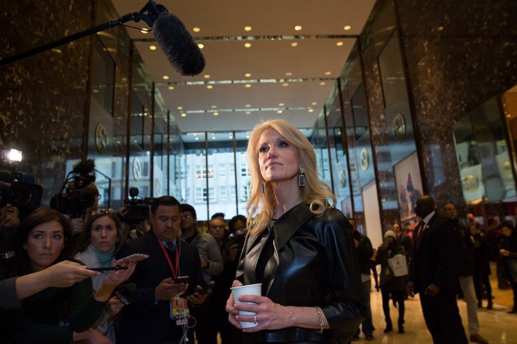 Kellyanne Conway, a senior advisor to President-Elect Donald Trump, takes questions from the media at Trump Tower. Kevin Hagen/Getty Images