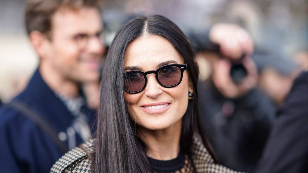 Demi Moore's Hair Is So Long, It Rests on the Table She's Standing Next To
