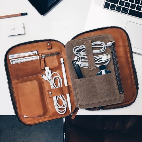 Organize your everyday carry with these stylish leather tech cases