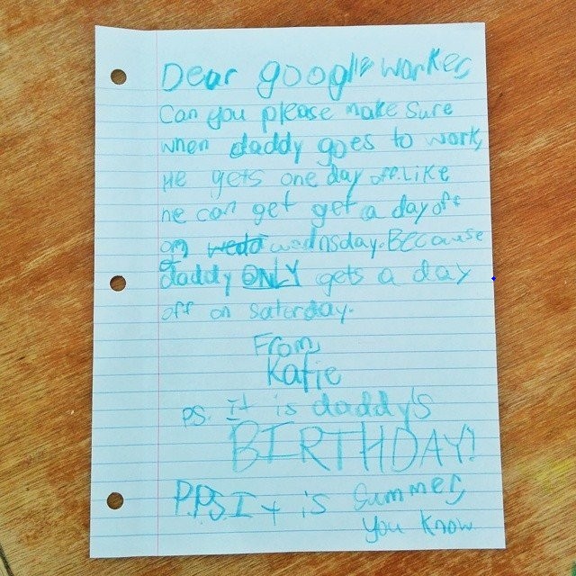A Little Girl Wrote Google A Letter Asking To Give Her Dad A Day Off, And Google Responded