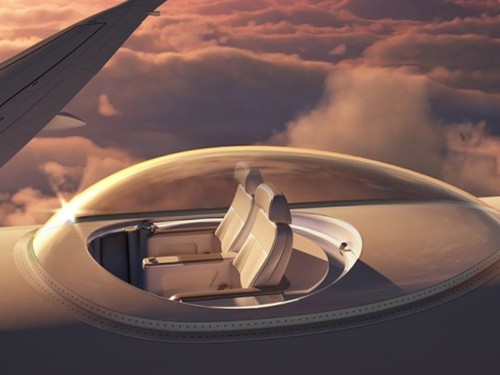 Business travelers may soon be able to fly in glass bubbles on top of private jets