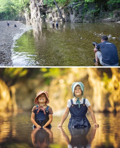 These before-and-after photos show the reality behind glamorous professional photos