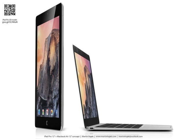 Sexy new renders show the iPad Pro and 12-inch MacBook Air side-by-side