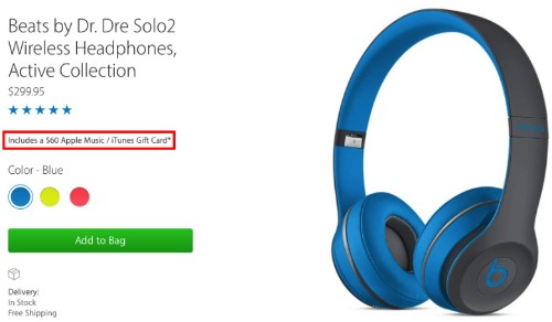 Apple is giving away $60 gift cards to boost Beats sales