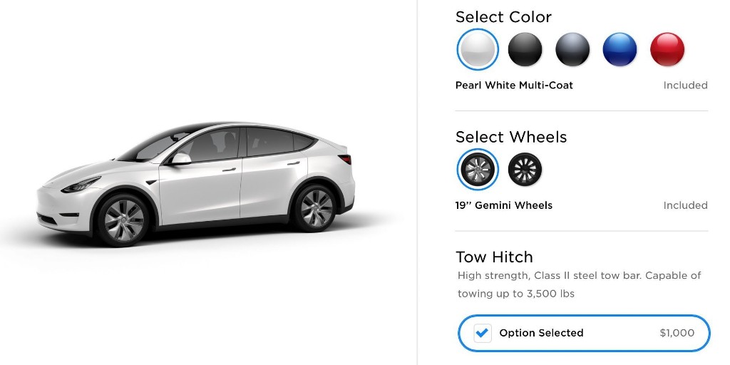 Tesla Model Y gets $1,000 tow hitch option, $450 roof rack accessory - Electrek