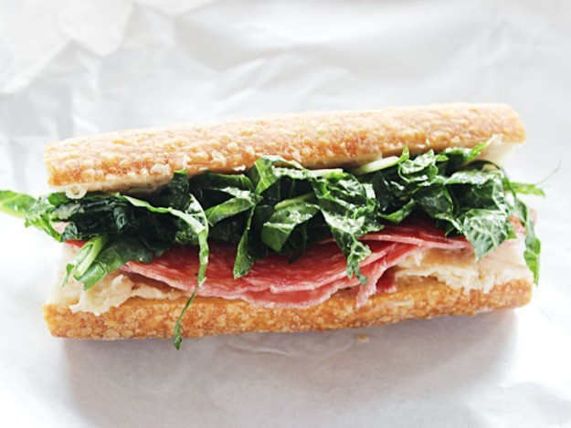 Make-Ahead Salami Sub With White Bean Spread and Kale-Slaw Recipe