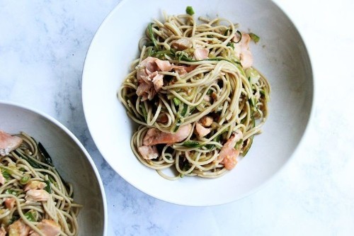 Soba Noodles with Cedar-Planked Salmon Recipe on Food52