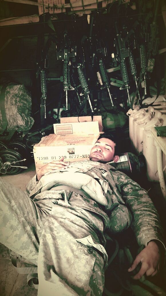 Getting rest on down time, anywhere is comfortable.