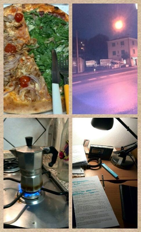 Gli elementi del mio #sabatosera: #pizza, #stradevuote, #caffè, #studio.... #chitelodovevadi #bologna #almamater