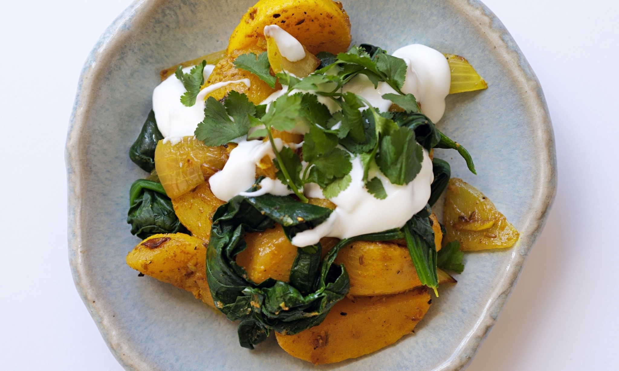 Nigel Slater’s spiced turnips with spinach