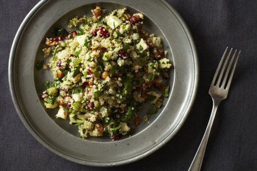 Quinoa Salad with Hazelnuts, Apple, and Dried Cranberries