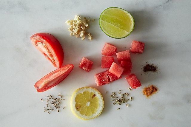 Watermelon Tomato Salad with Cumin and Fennel