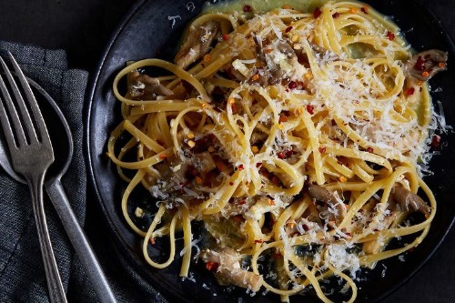 Smoky, Spicy Vegetarian Pasta with Eggs and Mushrooms Recipe on Food52