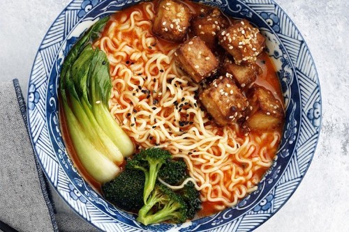 Curry Ramen with Crispy Baked Tofu