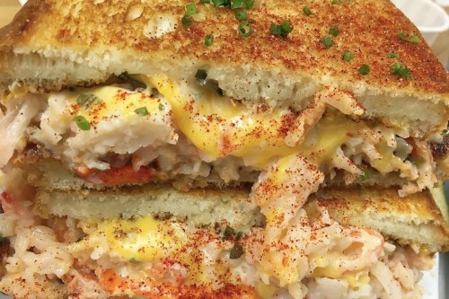 Clobster Grilled Cheese with Everything Sauce