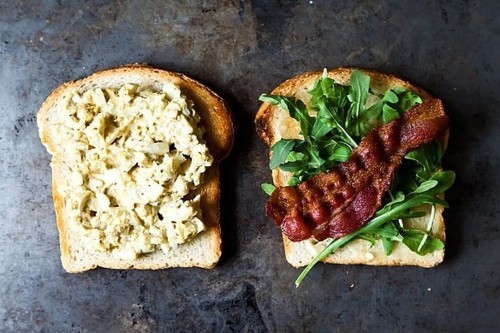 Bacon and Egg Salad Sandwich with Dukkah and Peppery Greens Recipe on Food52