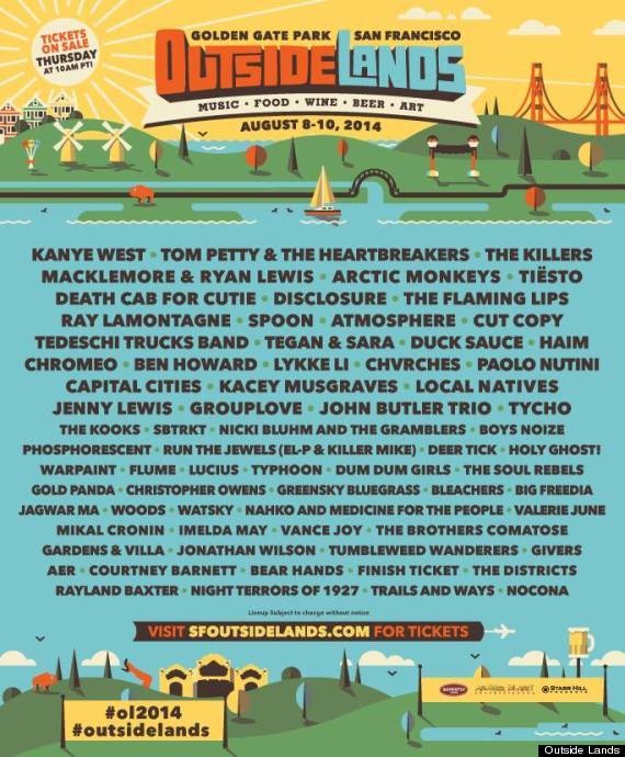 Outside Lands 2014 Lineup Includes Kanye West, Tom Petty, Macklemore & Ryan Lewis