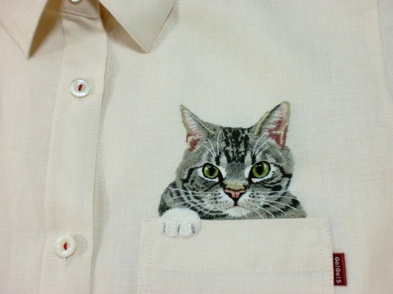 Artist Embroiders Cats On Shirts For Son, Breaks The Internet