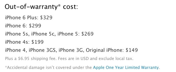iPhone 6 and 6 Plus Out-Of-Warranty Repairs Cost Up to $299/$329
