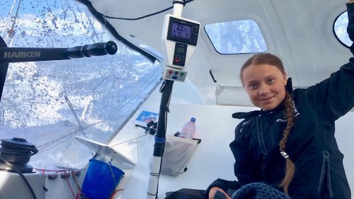 Greta Thunberg unfazed by stormy seas