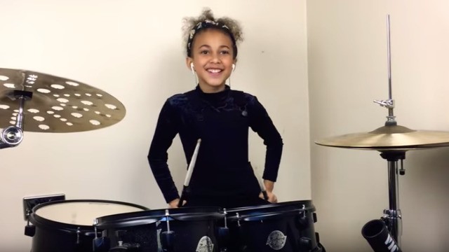 Watch this 9-year-old absolutely crush Nirvana's 'In Bloom' on the drums