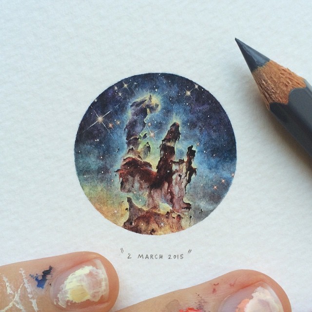 Miniature Watercolor Paintings of Space by Lorraine Loots