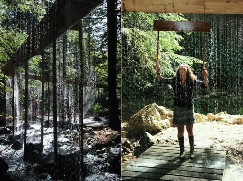 Stunning Water Curtain Installation Zigzags Through Woods in France