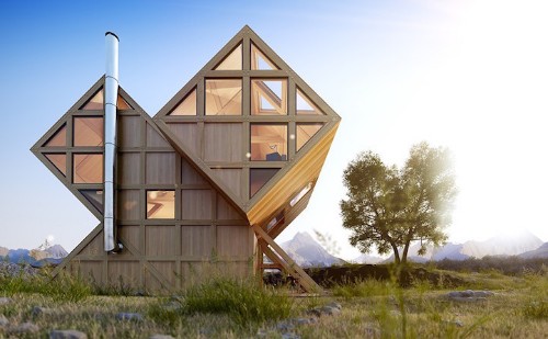 Asymmetrical Cabin Design Inspired by the Surrounding Dolomite Mountains