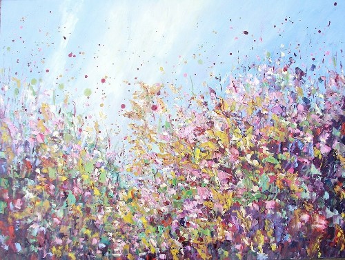 Thickly Layered Landscape Paintings of Beautiful Fields of Flowers
