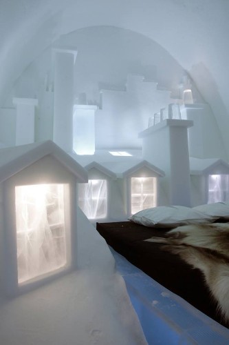 Parisian Cityscape Carved in Ice for One of a Kind Hotel Room