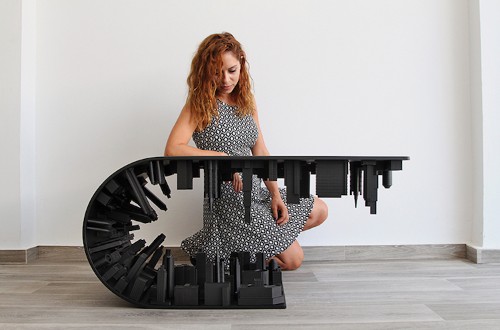 Gravity-Defying ‘Inception’ Coffee Table Suspends a City Skyline Over Itself