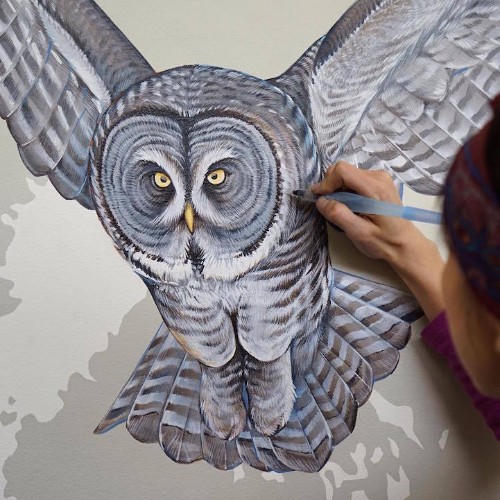 Scientific Illustrator Hand-Paints Giant Mural Featuring 243 Modern Bird Families