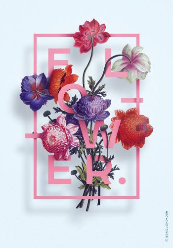 Beautiful 3D Posters Weave Letters with Hand-Drawn Blooms