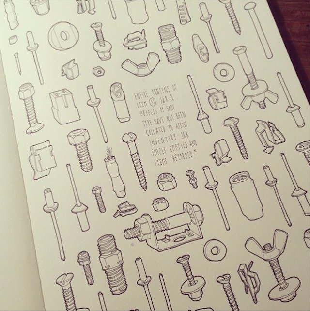 Artist Celebrates Late Grandfather by Drawing the 100,000+ Items in His Tool Shed