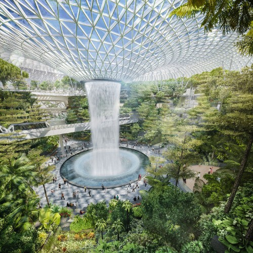 Expansive Greenhouse with Waterfall Planned for Singapore Airport
