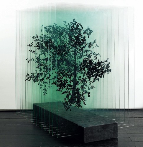 Three-Dimensional Trees Formed with Layers of Painted Glass