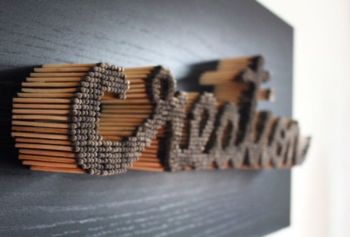 Striking Typographic Artwork Made from Thousands of Matches
