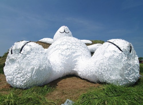Adorable 82-Foot-Tall Rabbit Covers an Old Aircraft Hangar in Taiwan