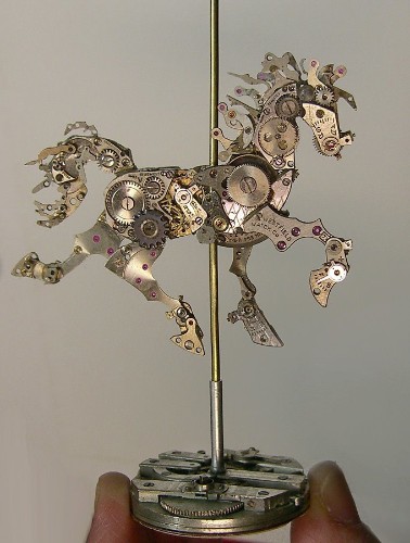 Spectacular Tiny Sculptures Made of Recycled Watches