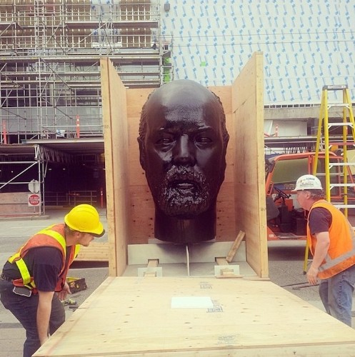 Giant Head Sculpture is Covered with Wads of Chewing Gum
