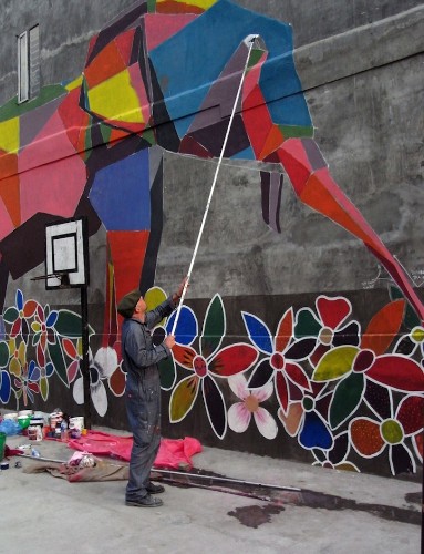 Origami-Style Street Art Brings Color to Nepal