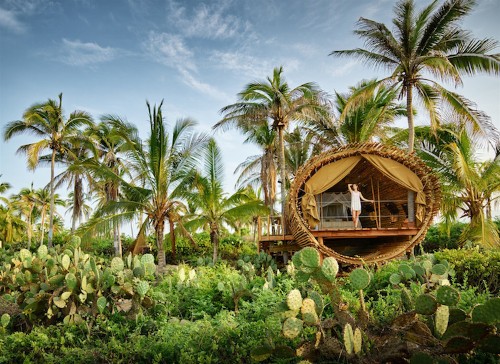 Cylindrical Treehouse Made with Sustainable Bamboo Is a Solar Powered Oasis in Mexico