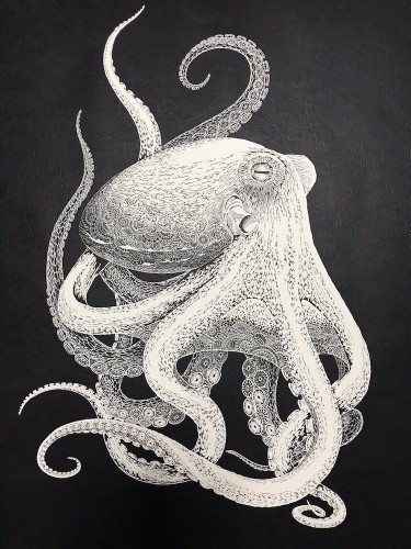 Japanese Artist Hand-Cuts Intricate Octopus From Single Sheet of Paper