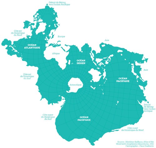 Fascinating Map From 1942 Features Oceans as the Main Focus of the World