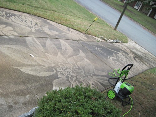 Woman Receives Power Washer for Birthday and Creates Stunning Artwork on Driveways