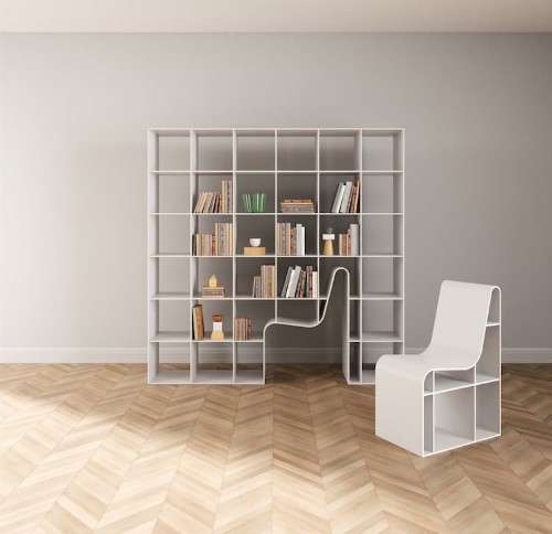 ‘Bookchair’ Doubles as Shelving and Seating with Chair That Blends into Bookcase