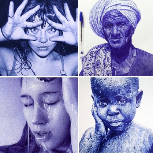 20+ Unbelievable Photorealistic Portraits Drawn with a Ballpoint Pen